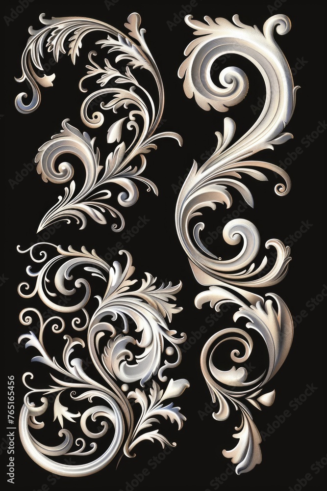 Poster intricate decorative designs on a black background, suitable for various design projects