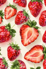 Fototapeta premium Ripe strawberries on a clean white background, perfect for food and health concepts