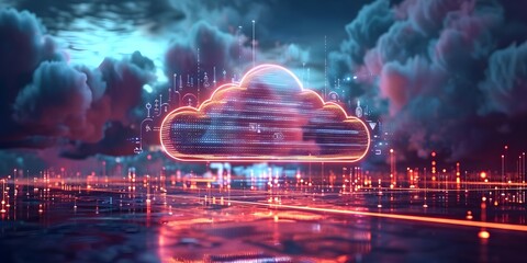 Government services rely on secure cloud computing infrastructure for AI applications. Concept Government Services, Cloud Computing, AI Applications, Secure Infrastructure