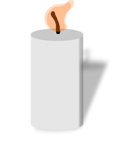 Expressive vector image of a white candle and casting a serene shadow