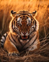 Wildlife photography, tiger сreated with Generative Ai