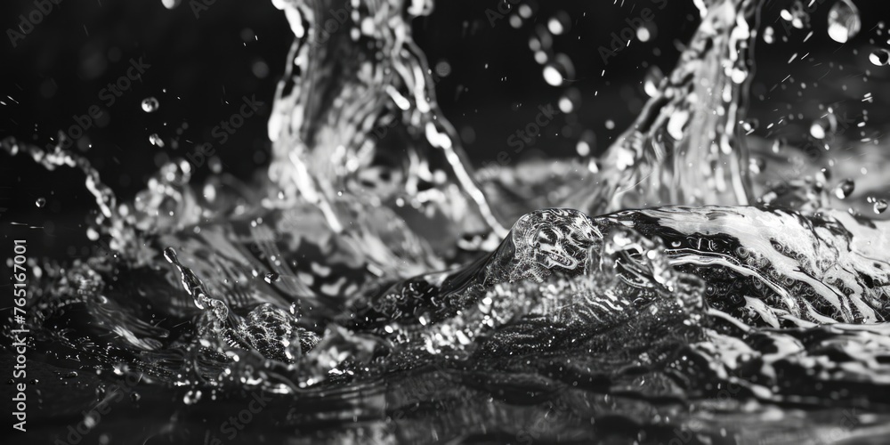 Poster high contrast image of water splash, suitable for design projects