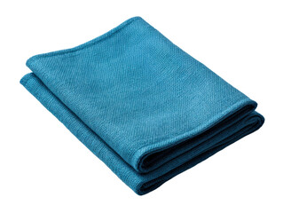 Blue folded kitchen cotton towel, isolated