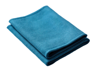 Blue folded kitchen cotton towel, isolated