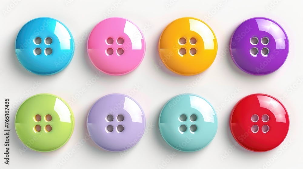Poster Set of six different colored buttons, ideal for various design projects