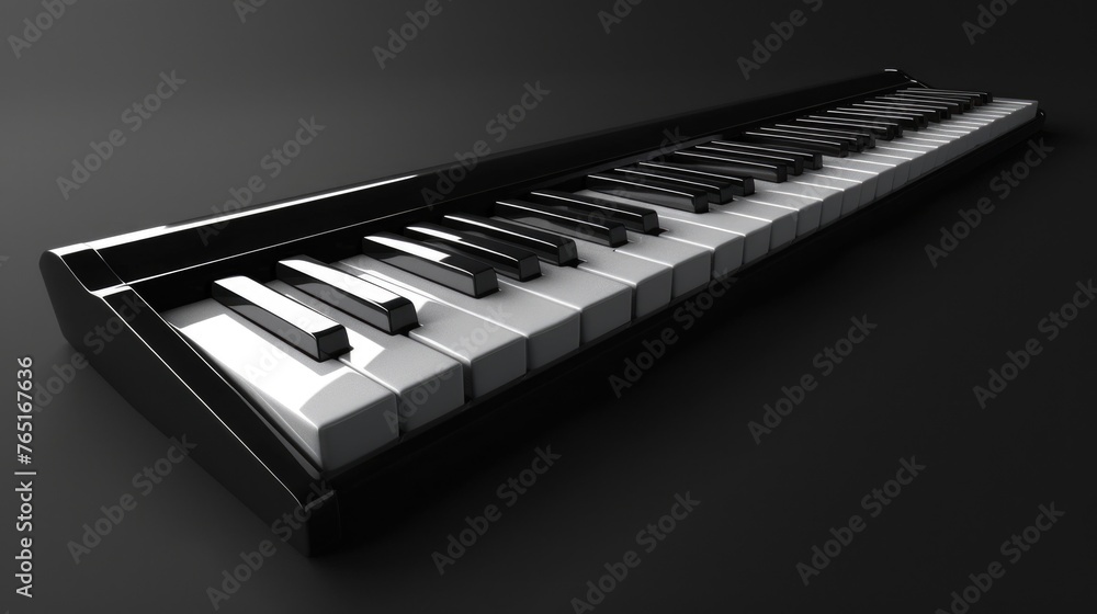 Aufkleber close up of a piano keyboard on a black background. ideal for music or education concepts