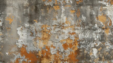 Weathered orange painted concrete wall texture with cracks and peeling paint.