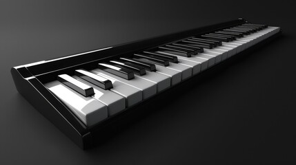 Close up of a piano keyboard on a black background. Ideal for music or education concepts