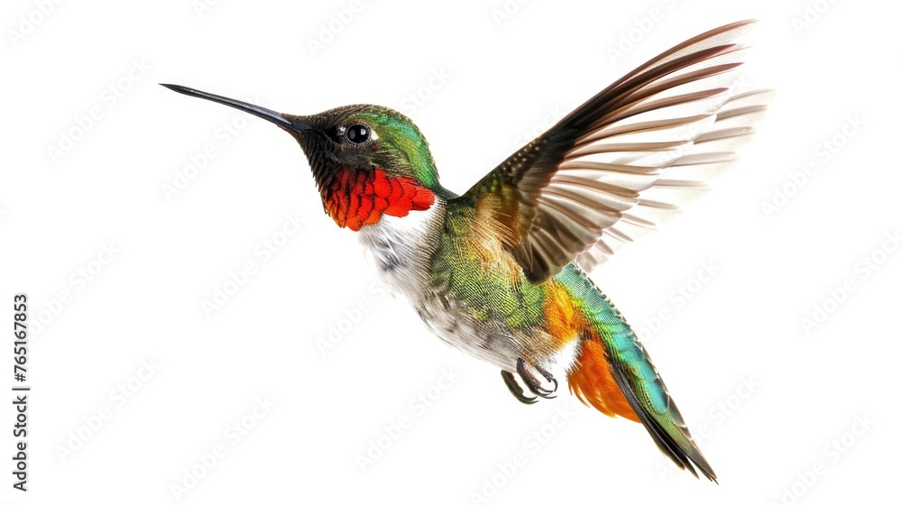 Poster A vibrant hummingbird soaring through the air. Perfect for nature and wildlife concepts