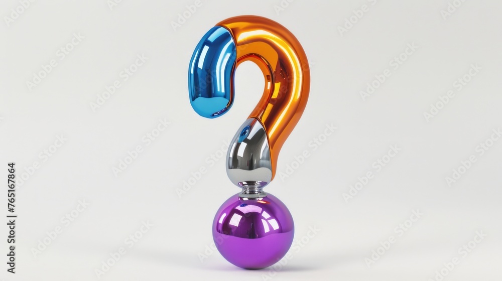 Aufkleber A metallic object with a question mark symbol on top. Suitable for business and technology concepts