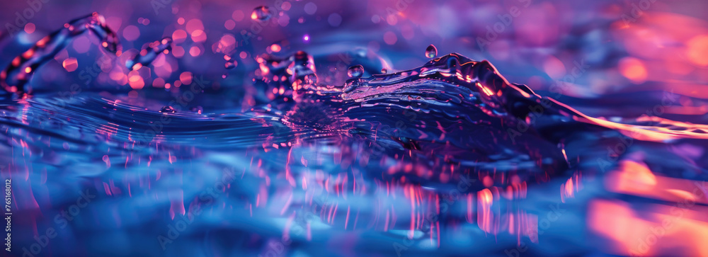 Poster close up of water surface with droplets, suitable for various design projects