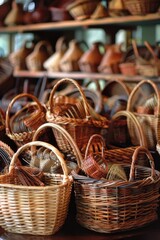 Baskets on a table, suitable for home decor or storage solutions
