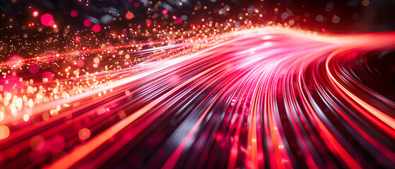 Speeding Through Night, Light Trails on Highway, Motion Blur and Fast Movement, Abstract Concept