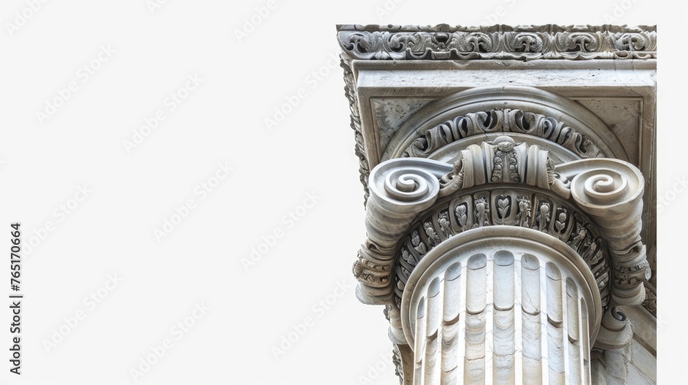Poster Close up of a column with a clock, suitable for time management concepts