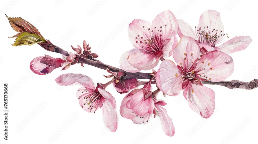 Poster close up of a flower on a branch, suitable for nature and botanical themes