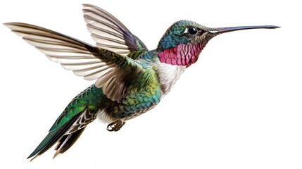 Fototapeta premium A hummingbird flying with spread wings, suitable for nature and wildlife concepts