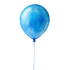 Blue watercolor balloon isolated on transparent background.