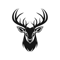 Wildlife Forest Animal Portrait Logo Deer Head with Horns сreated with Generative Ai