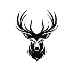 Wildlife Forest Animal Portrait Logo Deer Head with Horns сreated with Generative Ai