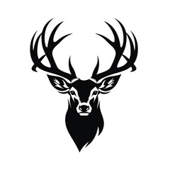 Wildlife Forest Animal Portrait Logo Deer Head with Horns сreated with Generative Ai
