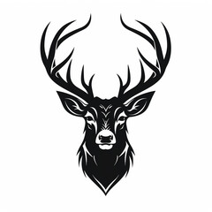 Wildlife Forest Animal Portrait Logo Deer Head with Horns сreated with Generative Ai