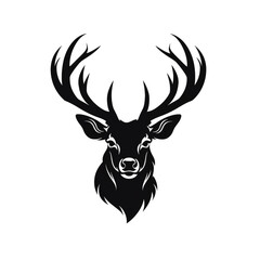 Wildlife Forest Animal Portrait Logo Deer Head with Horns сreated with Generative Ai