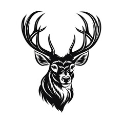 Wildlife Forest Animal Portrait Logo Deer Head with Horns сreated with Generative Ai