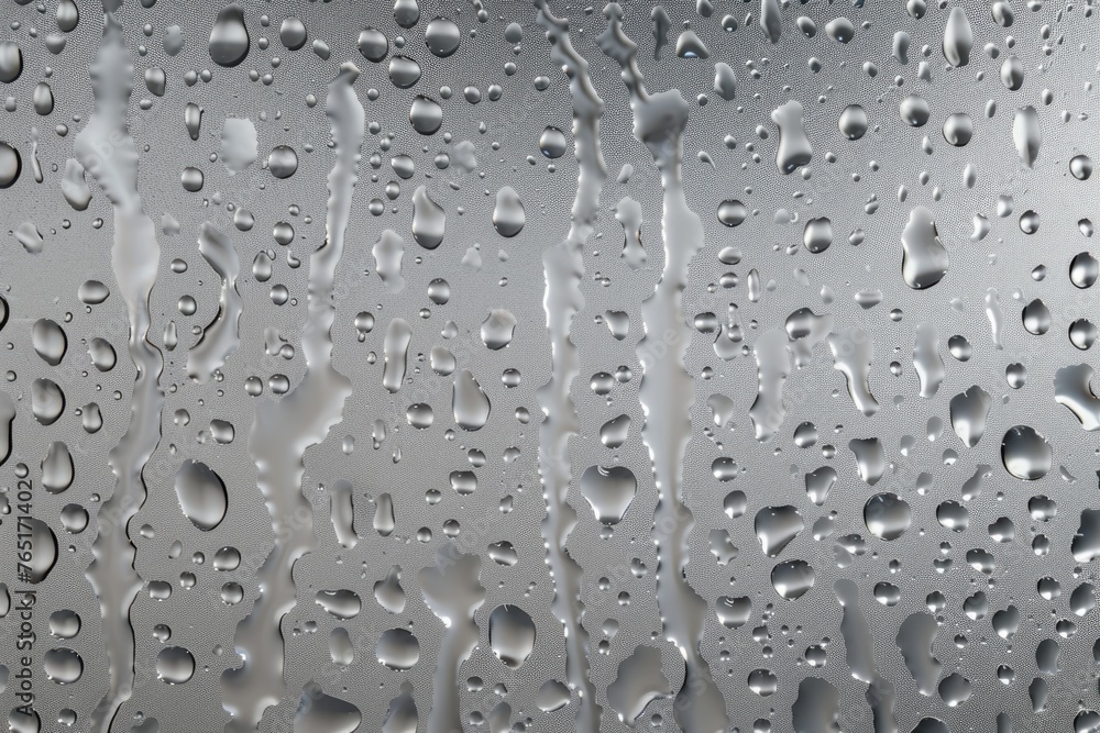 Poster clear close-up of water droplets on a window, suitable for various themes