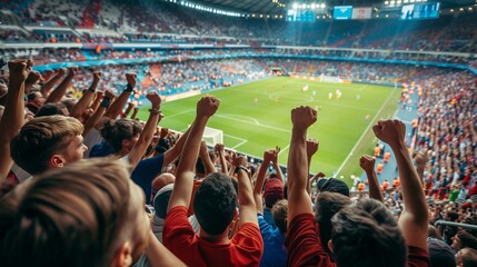 Excited Crowd Cheering at Soccer Game