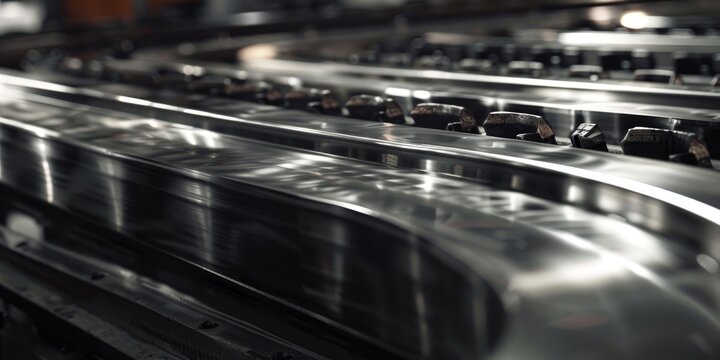 Close up of a conveyor belt in a factory, suitable for industrial concepts