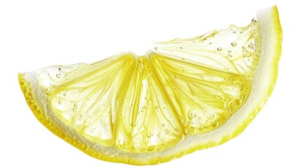 Close-up of a refreshing lemon slice with water droplets, perfect for food and drink concepts