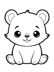 Bear outline  white background ai generated 