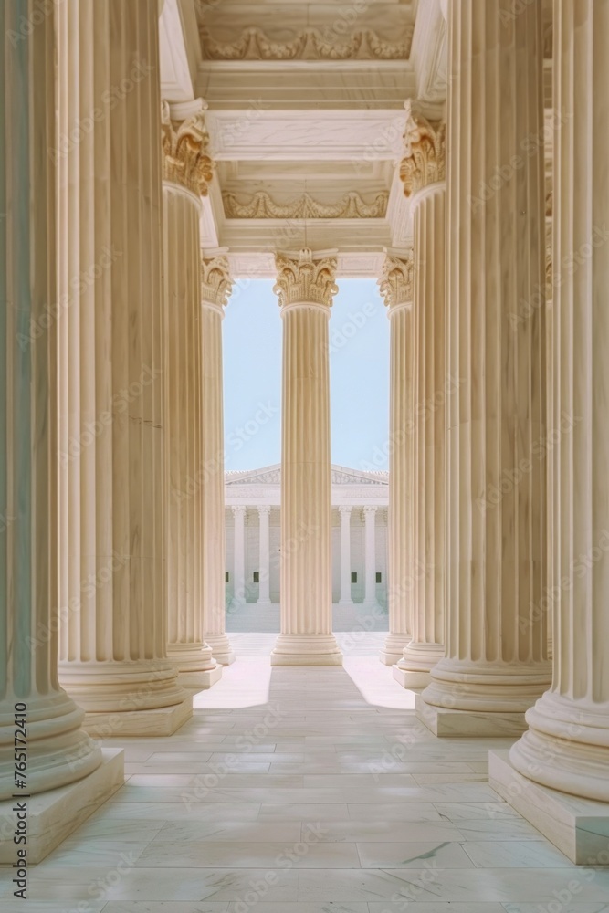 Poster row of pillars in a building, suitable for architectural projects