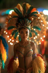 woman disguised in typical Brazilian carnival attire, enjoying the carnival party