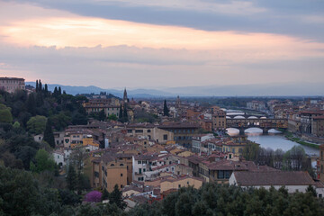 Fototapeta na wymiar Sunset on Florence in Italy