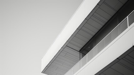 Abstract black and white photo of building exterior with diagonal composition