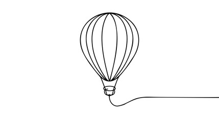 Air balloon shape continuous line drawing. Air balloon minimalist trendy line art. Contour vector illustration.