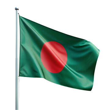 recommend clip art: Bangladesh flag waving on flagpole, isolated on transparent background.
