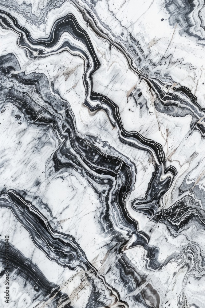 Aufkleber a black and white marble slab with a river running through it. suitable for architectural or natural