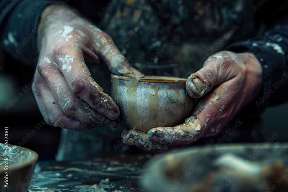 Poster close up of a person holding a cup, versatile image for various concepts