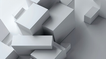 White and Grey Background with Pale Geometric Shapes sculpture straight business.. Beautiful simple AI generated image in 4K, unique.