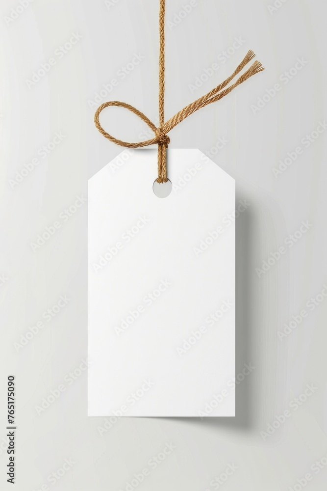 Poster a white price tag hanging on a string. suitable for retail and sales concepts