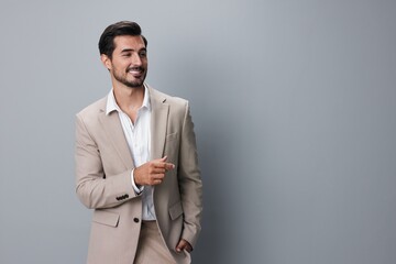 man suit happy executive handsome copyspace business businessman smiling beige portrait