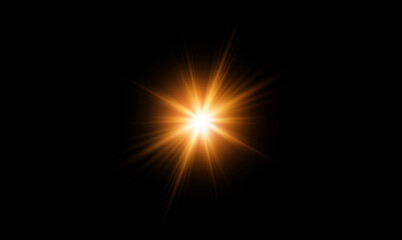 Beautiful optical lens flare effect Golden sun light