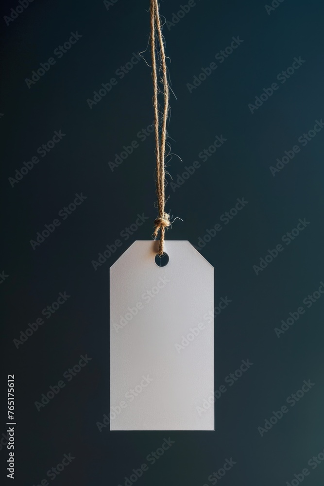 Poster A simple blank tag hanging on a string, suitable for various design projects