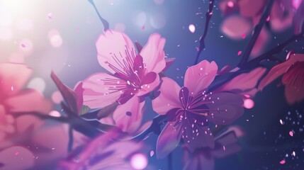 Fototapeta na wymiar pink cherry blossoms on blurred background