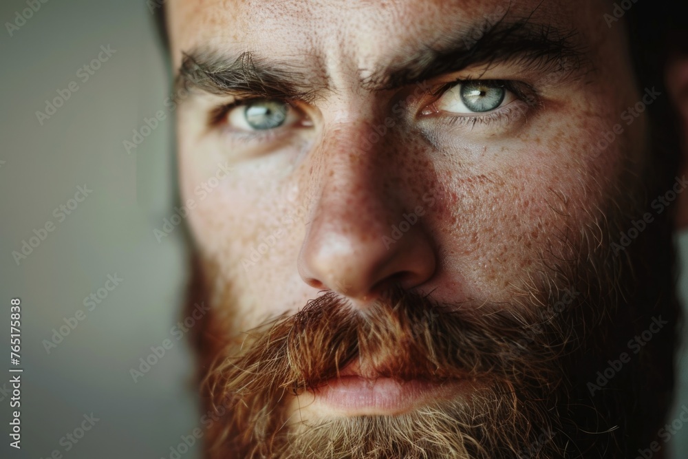 Aufkleber A detailed image of a man with a beard. Suitable for various projects