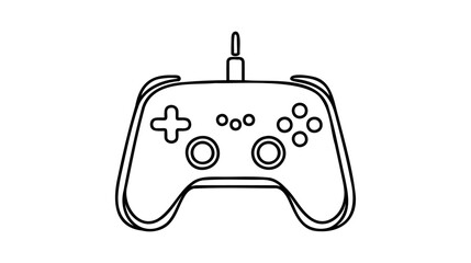 One continuous line drawing of game stick. Joystick to play the game and controller for PC.