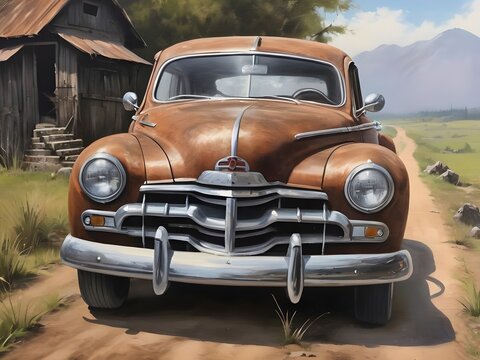 How to paint realistic Old rustic vintage car in acrylics,
