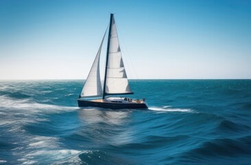 Fototapeta premium sailboat in the ocean overlooking the shore